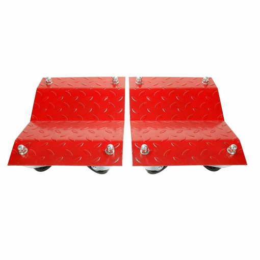 4 Piece 6000lbs Car Dolly Tire Wheel Dollies Dolly Vehicle Car Auto RED - Image 2