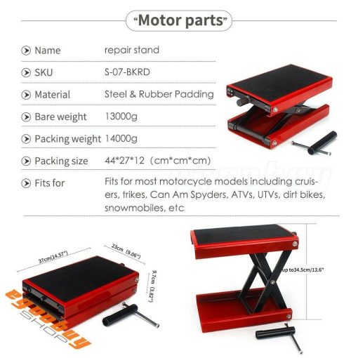 Wide Deck Scissor Lift Jack Crank Stand 1100 lbs Universal For Motorcycles ATVs - Image 6