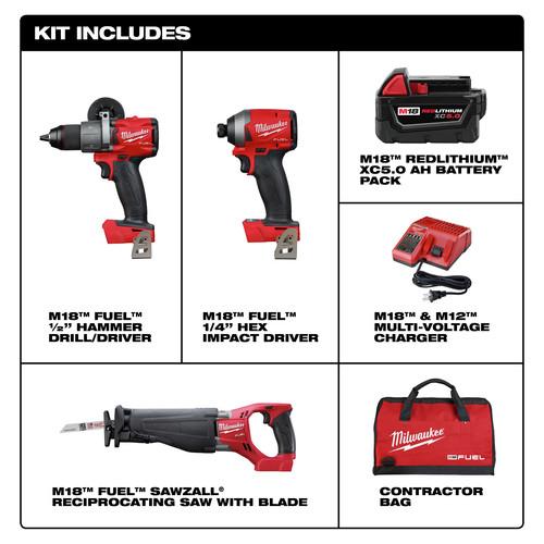 Milwaukee 2997-23 M18 FUEL 3-Tool Combo Kit - Image 7