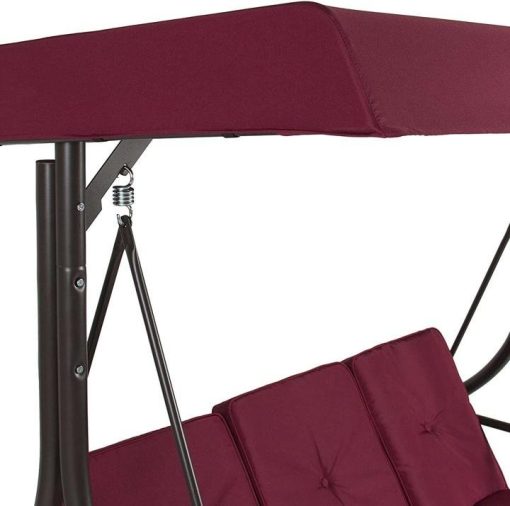3-Seat Converting Outdoor Patio Canopy Swing Hammock – Burgundy - Image 7