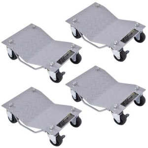4 Piece 6000lbs Car Dolly Tire Wheel Dollies Dolly Vehicle Car Auto Silver