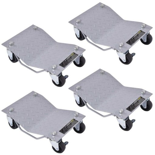 4 Piece 6000lbs Car Dolly Tire Wheel Dollies Dolly Vehicle Car Auto Silver