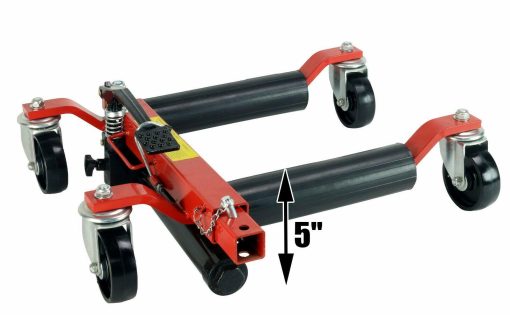(4) Dragway Tools 12" Hydraulic Wheel Dolly 1500 lb Foot Pump Jack Lift & Stand - Image 6