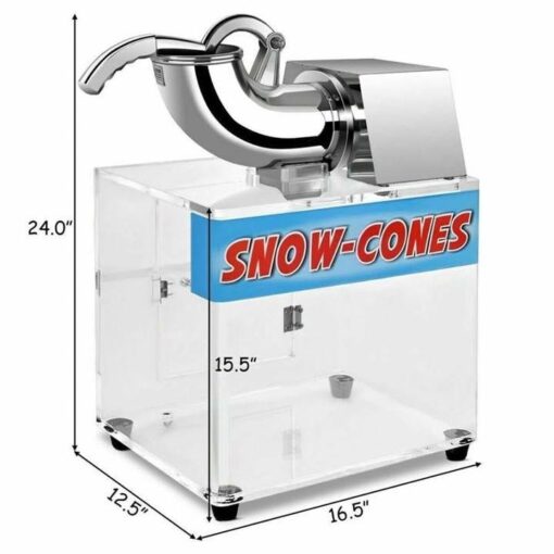 440LBS/H Stainless Steel Electric Snow Cone Machine Ice Crusher Shaver with Dual Blades for Home & Commercial Use - Image 4