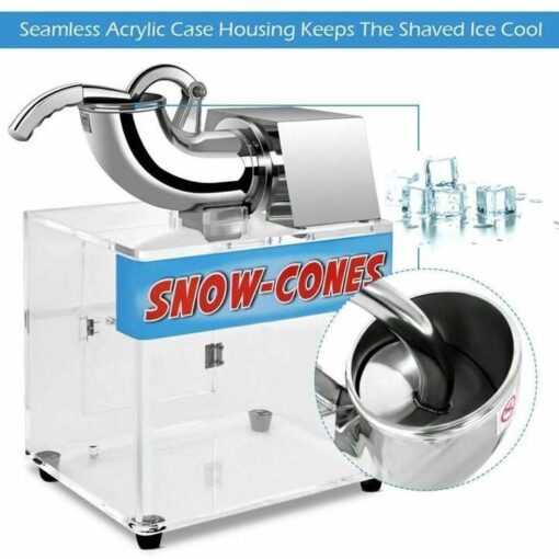 440LBS/H Stainless Steel Electric Snow Cone Machine Ice Crusher Shaver with Dual Blades for Home & Commercial Use - Image 6