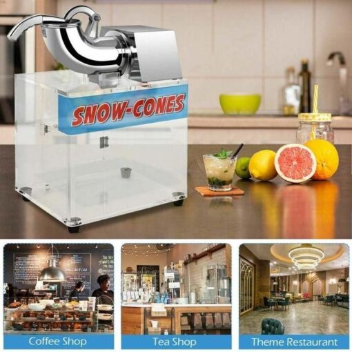 440LBS/H Stainless Steel Electric Snow Cone Machine Ice Crusher Shaver with Dual Blades for Home & Commercial Use - Image 11
