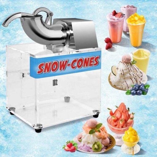 440LBS/H Stainless Steel Electric Snow Cone Machine Ice Crusher Shaver with Dual Blades for Home & Commercial Use - Image 12