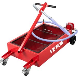 VEVOR Low Profile Oil Drain Pan Truck Drain Pan 20 Gallon with Pump Hose Casters