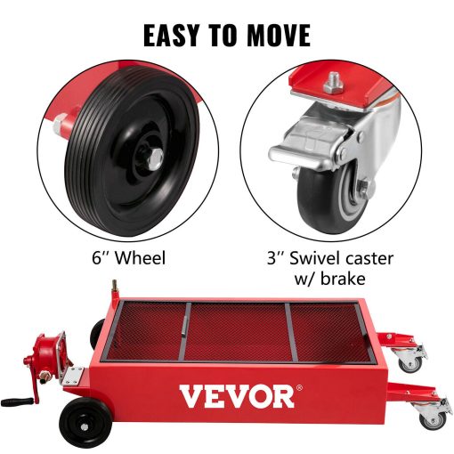 VEVOR Low Profile Oil Drain Pan Truck Drain Pan 20 Gallon with Pump Hose Casters - Image 4