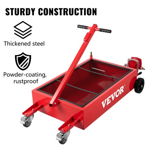 VEVOR Low Profile Oil Drain Pan Truck Drain Pan 20 Gallon with Pump Hose Casters - Image 7