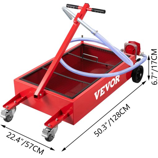 VEVOR Low Profile Oil Drain Pan Truck Drain Pan 20 Gallon with Pump Hose Casters - Image 8