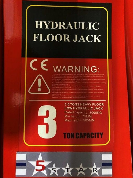 5Star 3 Ton Heavy Duty Steel Ultra Low Profile Floor Jack Quick Pump Lifting Car - Image 5