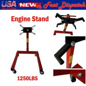 1250LBS Capacity Engine Stand 360° Mounting Head Steel Adjustable Arm Car Truck