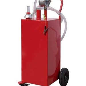Arksen 35-Gallon Gas Caddy Fuel Tank Portable Storage Transfer Gasoline with Pump 35-Gallons Capacity, Red