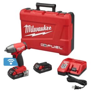 Milwaukee 2758-22CT M18 FUEL 2.0 Ah Cordless Lithium-Ion 3/8 in. Compact Impact Wrench Kit with Friction Ring & ONE-KEY Connectivity