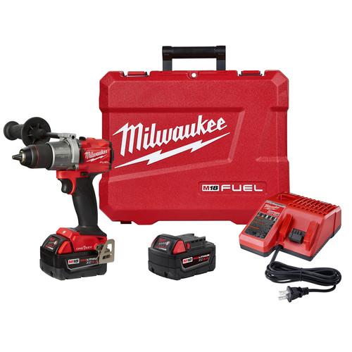 Milwaukee 2806-22 M18 FUEL Lithium-Ion 1/2 in. Cordless Hammer Drill Kit with ONE-KEY (5 Ah)