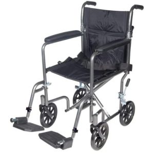 Drive Medical Lightweight Steel Transport Wheelchair, Fixed Full Arms, 17∩∩ Seat