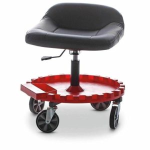 Black Hydraulic Shop Seat Adjustable Garage Stool Work Chair Mechanic Tool Tray
