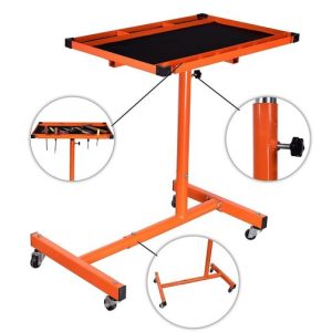 Rolling Tool Tray Adjustable Work Table Bench Tray Mobile Cart Organizer with Wheel