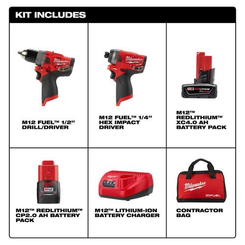 Milwaukee 2596-22 M12 FUEL 2-Tool Combo Kit: 1/2 in. Drill Driver and 1/4 in. Hex Impact Driver - Image 7