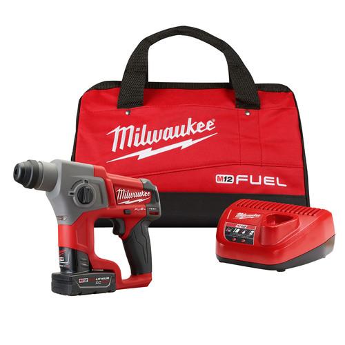 Milwaukee 2416-21XC M12 FUEL 4.0 Ah Cordless Lithium-Ion 5/8 in. SDS Plus Rotary Hammer Kit