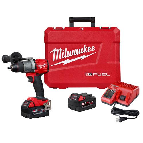 Factory Reconditioned Milwaukee 2804-82 M18 FUEL Lithium-Ion Brushless 1/2 in. Cordless Hammer Drill Kit (5 Ah)