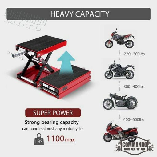 Steel Motorcycle ATV Wide Deck Scissor Lift Jack Crank Repair Stand 1100 LBS - Image 3