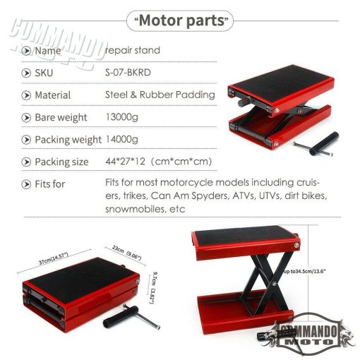 Steel Motorcycle ATV Wide Deck Scissor Lift Jack Crank Repair Stand 1100 LBS - Image 4