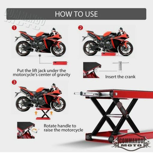 Steel Motorcycle ATV Wide Deck Scissor Lift Jack Crank Repair Stand 1100 LBS - Image 11