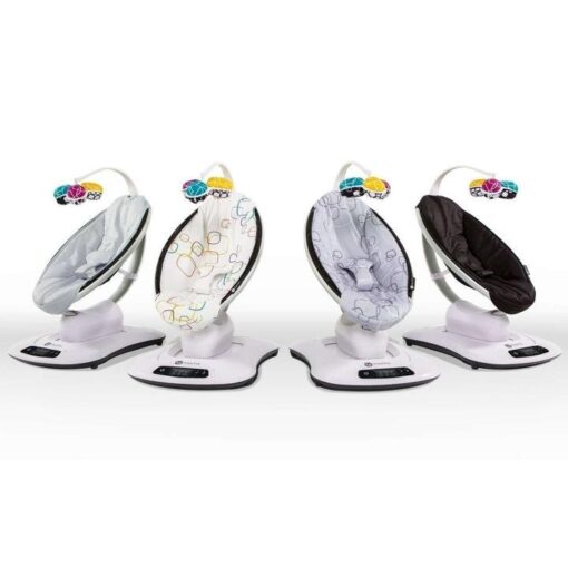 4moms mamaRoo 4 Baby Swing | Bluetooth Baby Rocker with 5 Unique Motions | Soft, Plush Fabric | Silver Plush - Image 4