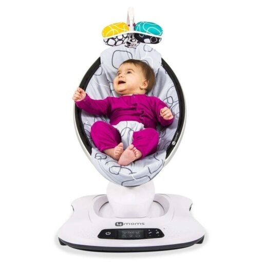 4moms mamaRoo 4 Baby Swing | Bluetooth Baby Rocker with 5 Unique Motions | Soft, Plush Fabric | Silver Plush - Image 6