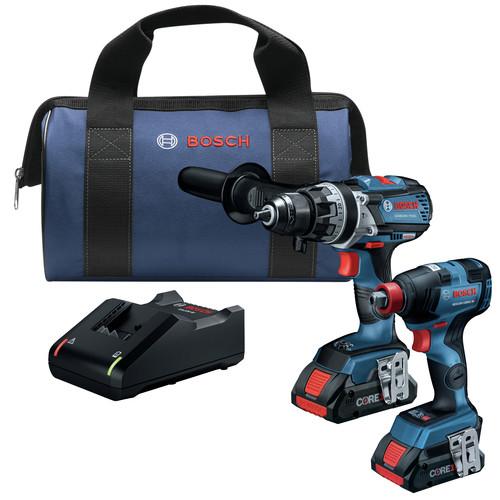 Bosch 18V 2-Tool 1/2 in. Hammer Drill Driver and 2-in-1 Impact Driver Combo Kit with (2) CORE18V 4.0 Ah Lithium-Ion Batteries - GXL18V-224B25