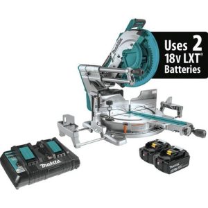 Makita 18V X2 LXT Lithium-Ion (36V) Brushless Cordless 12 in. Dual-Bevel Sliding Compound Miter Saw Kit with AWS and Laser (5 Ah) - XSL08PT