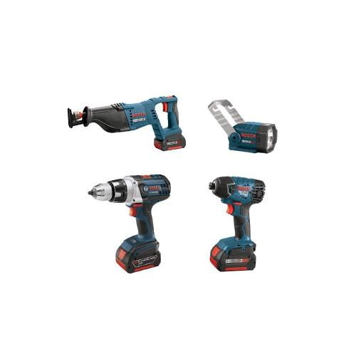 Factory Reconditioned Bosch 18V Lithium-Ion 4-Tool Combo Kit - CLPK411-181-RT