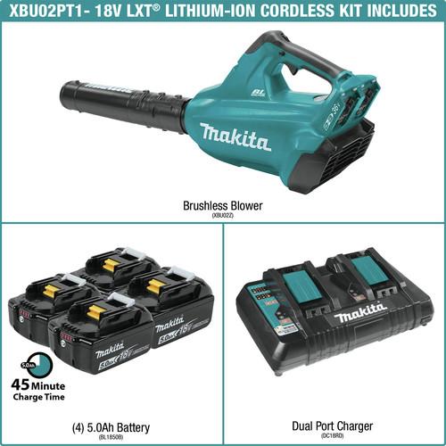 Makita 18V X2 (36V) LXT Lithium-Ion Brushless Cordless Blower Kit with 4 Batteries (5.0Ah) - XBU02PT1 - Image 2
