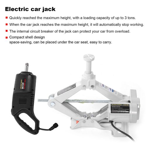 3 Ton Electric Scissor Jack Set 12V Lifting Tool with Wrench fit Car SUV New - Image 5