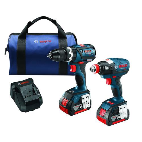Factory Reconditioned Bosch 18V Cordless Lithium-Ion Socket Ready Impact Driver & Drill Driver Kit - CLPK251-181-RT