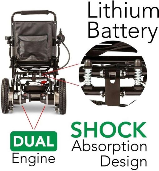 2020 New Folding Ultra Lightweight Electric Power Wheelchair, Silla de Ruedas Electrica, FDA Approved and Air Travel Allowed, Heavy Duty, Mobility Motorized, Portable Power (17.5" Seat Width) - Image 4