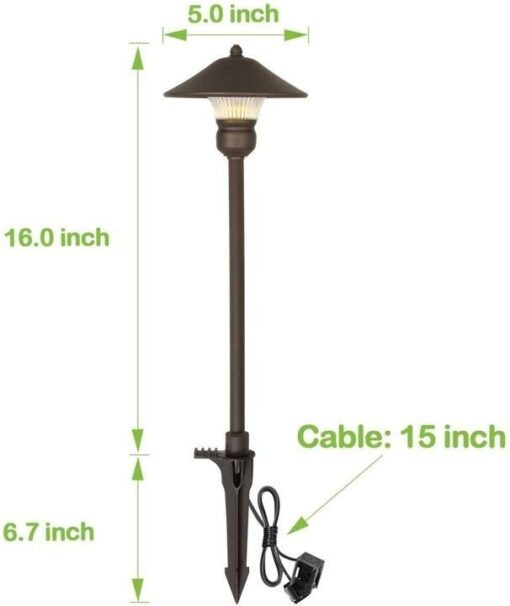 6 Pack Low Voltage LED Landscape Pathway Light, 3W 150LM 12V Wired for Outdoor Yard Lawn, Die-cast Aluminum Construction, 30-Watt Equivalent 15-Year Lifespan - Image 4