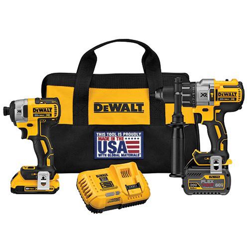 DEWALT FlexVolt 20V MAX Cordless Lithium-Ion Hammer Drill and Impact Driver Combo Kit with 2 Batteries - DCK299D1T1