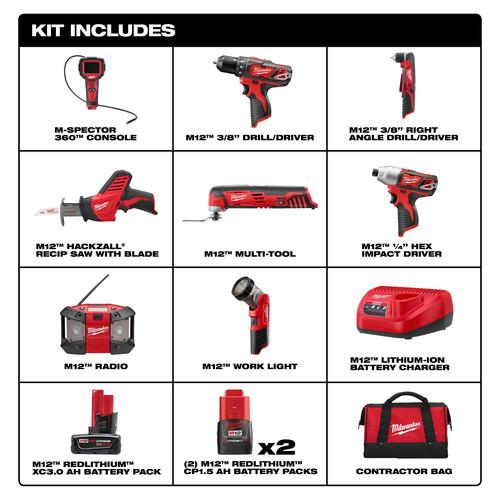 Milwaukee 2495-28 M12 Lithium-Ion 8-Tool Combo Kit - Image 13