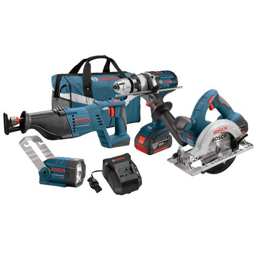 Factory Reconditioned Bosch 18V 4.0 Ah Cordless Lithium-Ion 4-Tool Combo Kit - CLPK402-181-RT