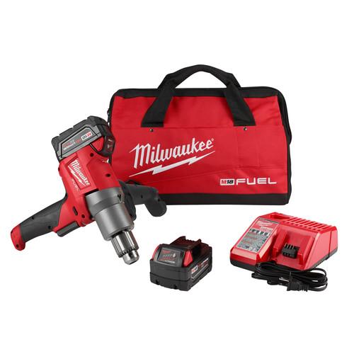 Milwaukee 2810-22 M18 FUEL Lithium-Ion 1/2 in. Cordless Mud Mixer with 180-Degree Handle Kit (5 Ah)