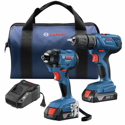 Factory Reconditioned Bosch 18V Lithium-Ion 2 Ah Compact Drill Driver – Hex Impact Driver Combo Kit - GXL18V-26B22-RT