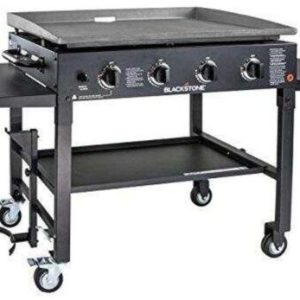 Blackstone 1554 Cooking 4 Burner Flat Top Gas Grill Propane Fuelled Restaurant Grade Professional 36§ Outdoor Griddle Station with Side Shelf, 36 Inch, Black
