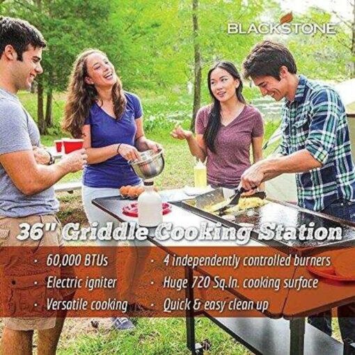 Blackstone 1554 Cooking 4 Burner Flat Top Gas Grill Propane Fuelled Restaurant Grade Professional 36§ Outdoor Griddle Station with Side Shelf, 36 Inch, Black - Image 5
