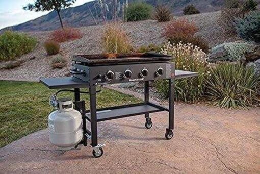 Blackstone 1554 Cooking 4 Burner Flat Top Gas Grill Propane Fuelled Restaurant Grade Professional 36§ Outdoor Griddle Station with Side Shelf, 36 Inch, Black - Image 9