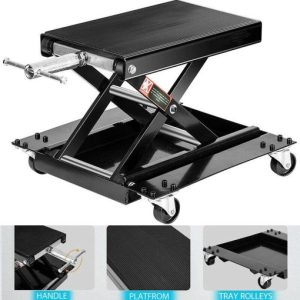 1100 Lbs Steel Wide Deck Motorcycle Lift ATV Scissor Jack with Dolly & Hand Crank