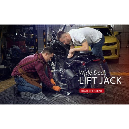 1100 Lbs Steel Wide Deck Motorcycle Lift ATV Scissor Jack with Dolly & Hand Crank - Image 10