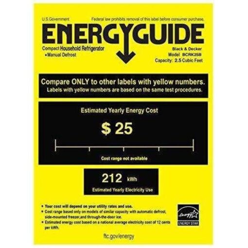 BCRK25B Compact Refrigerator Energy Star Single Door Mini Fridge with Freezer, 2.5 Cubic Feet, Black - Image 2